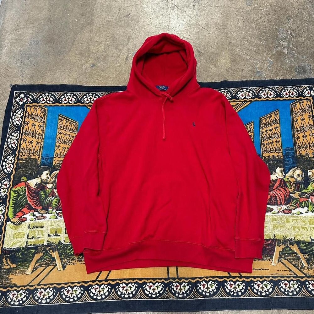 Polo Ralph Lauren red hoodie Size XXL casual modern embroidered pony rugby y2k